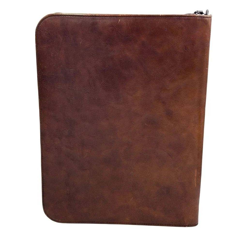 Vintage Wilsons Italian Leather Executive Padfolio Brown Zip Around  Portfolio